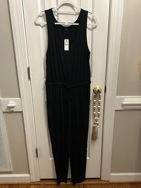 Express Black Sleeveless Drawstring Waist Jumpsuit